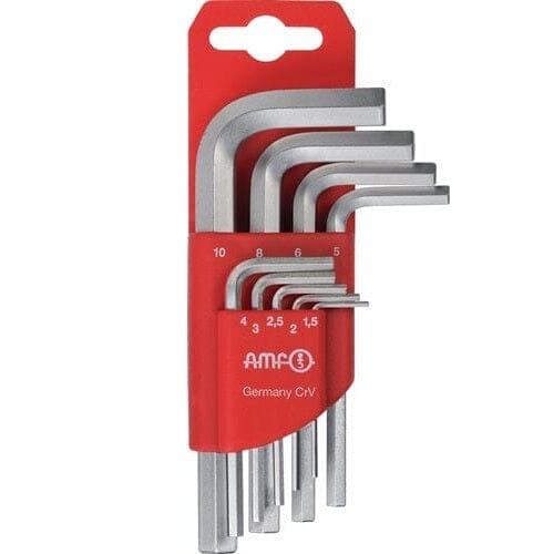 AMF Winkelschraubendrehersatz 911-HM9C 9-teilig Kunststoffhalter SW 1,5 - 10 mm kurz CV-Stahl - werkzeug-online24