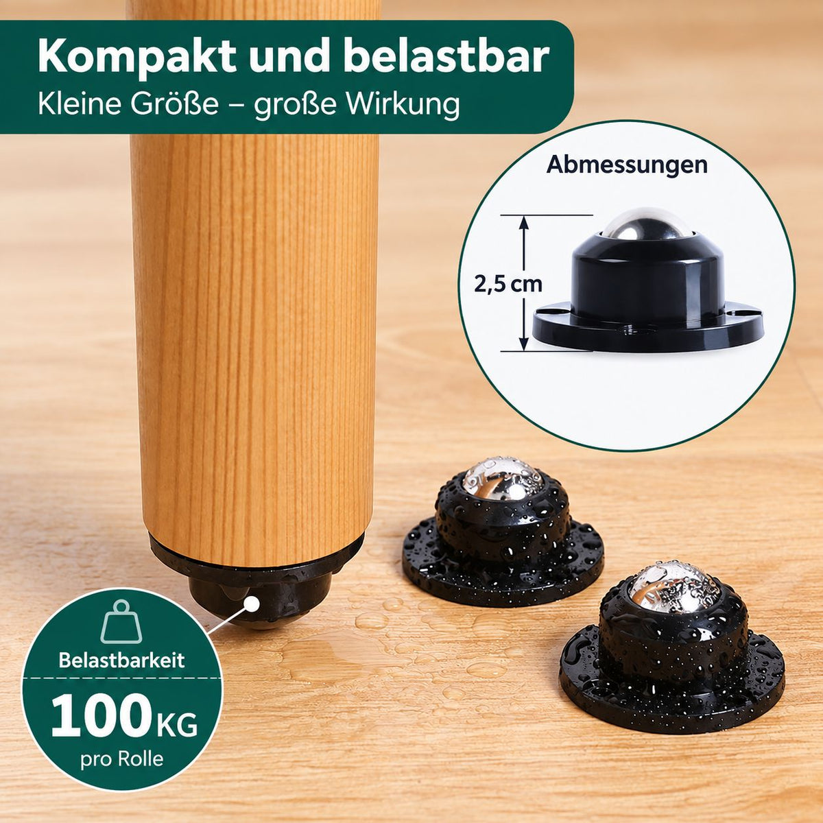 Möbelrollen, Schrankrollen Set 4 Stück - werkzeug-online24