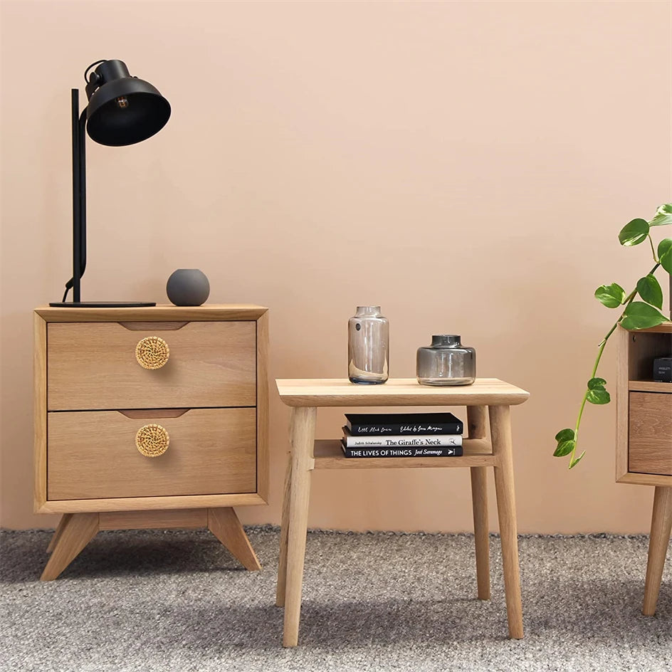 Set 10 Stück Rattan Möbelknöpfe, Holz Kommodenknöpfe, Natur, Weiß, Holz Schrankknöpfe Schubladenknöpfe - werkzeug-online24