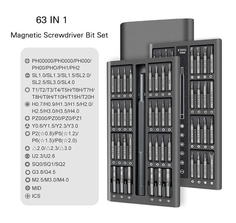 Schraubendreher Set 63-teilig, magnetisch, Feinmechanik Schraubenzieher Satz - werkzeug-online24