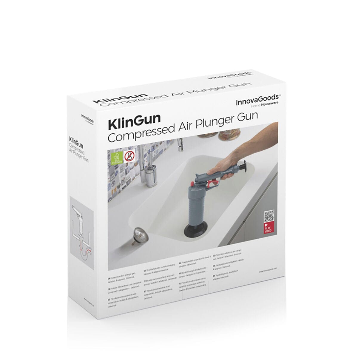 Universelle Pressluftpistole zur Abflussreiniung, mit Adaptern KlinGun InnovaGoods - werkzeug-online24