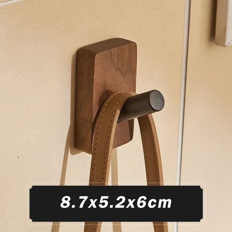 Massivholz Haken Nussbaum, Einzelhaken, Wandhaken aus Holz und Metall - werkzeug-online24
