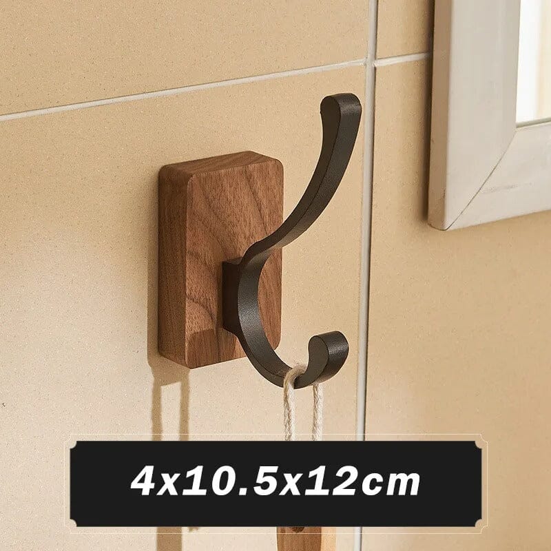 Massivholz Haken Nussbaum, Einzelhaken, Wandhaken aus Holz und Metall - werkzeug-online24