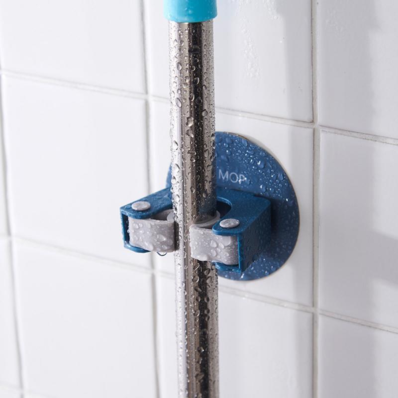 Besenhalter, Gerätehalter selbstklebend blau / weiß - werkzeug-online24