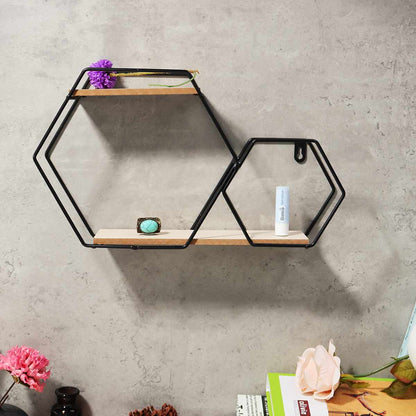 Wandregal Eisen Hexagon Design - werkzeug-online24