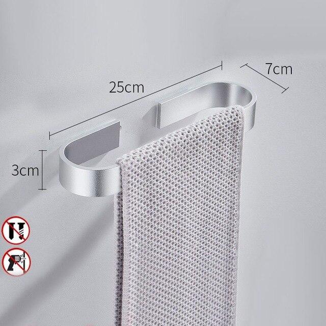 Handtuchhalter, Handtuchstange Aluminium, silber oder schwarz, kein Bohren erforderlich - werkzeug-online24