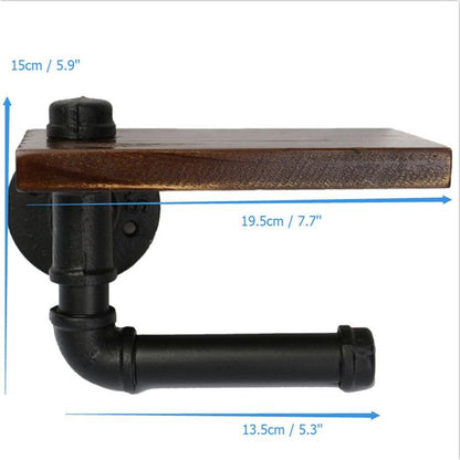 Toilettenpapierhalter Retro Holz Eisen - werkzeug-online24