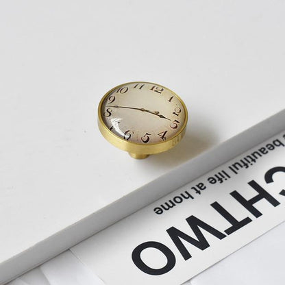 Möbelknöpfe, Kommodenknöpfe Messing Design Uhr - werkzeug-online24