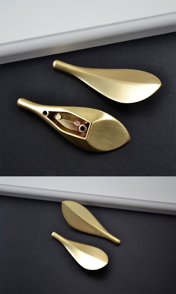 Schrankgriffe Messing in Blattmuster Gold - werkzeug-online24