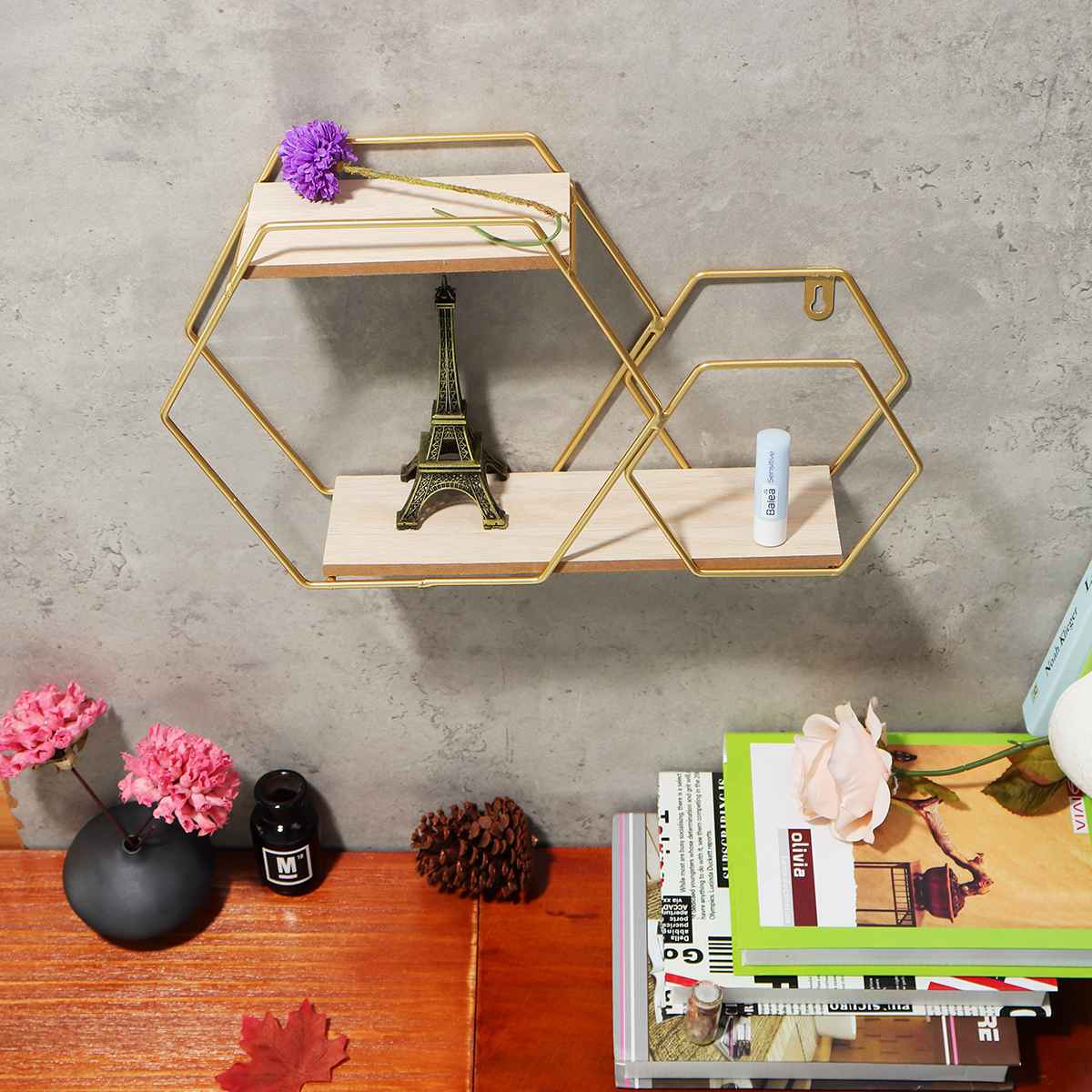 Wandregal Eisen Hexagon Design - werkzeug-online24