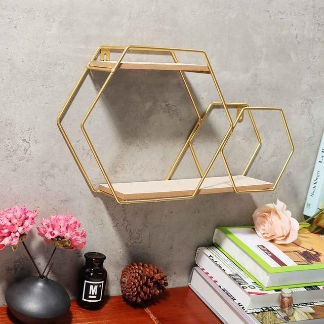 Wandregal Eisen Hexagon Design - werkzeug-online24